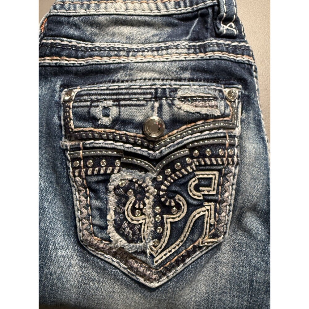 Rock Revival Jeans Womens 29 Ferry Distressed Embellished Mid Rise Boot Whisker - Picture 4 of 13